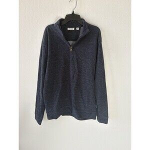 ROWM Mens Quarter-Zip Pullover Sweater in Heather Navy-Size Medium